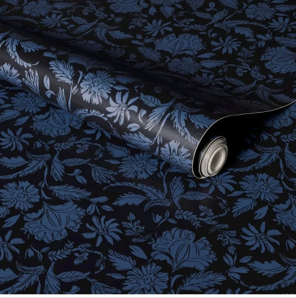 Threshold - Floral Striped Navy Wallpaper